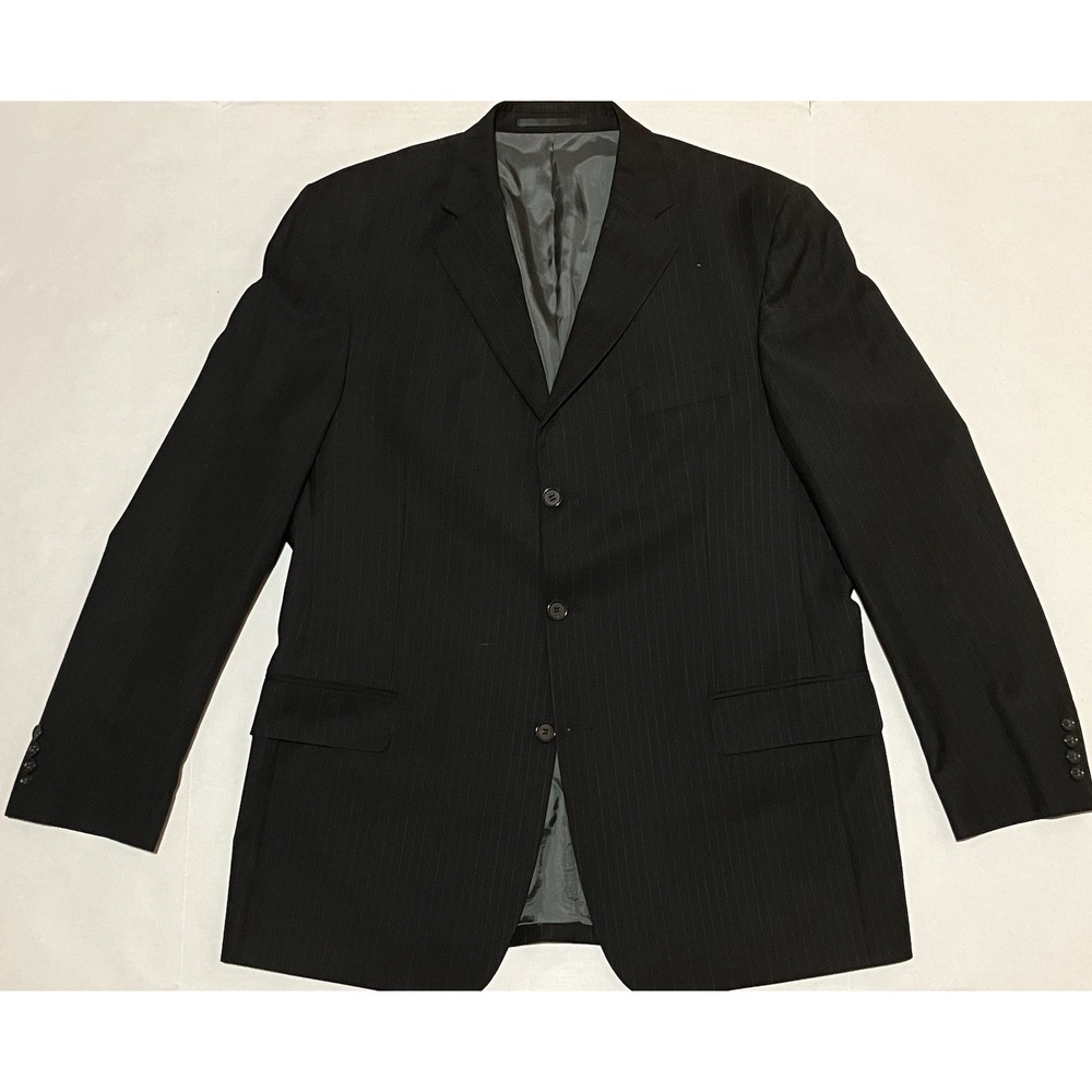 Westbury Mens Size 54 Black Striped Wool Blend Blazer Jacket 3 Button Sport